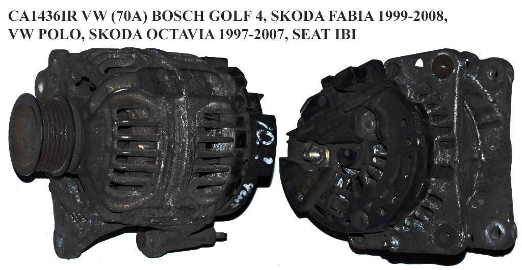 CA1436IR VW (70A) BOSCH GOLF 4, SKODA FABIA 1999-2008, VW POLO , SKODA OCTAVIA 1997-2007, SEAT IBIZA 1999-2002 1.4 Генератори (0124315003, 030903023H, 028903028C)