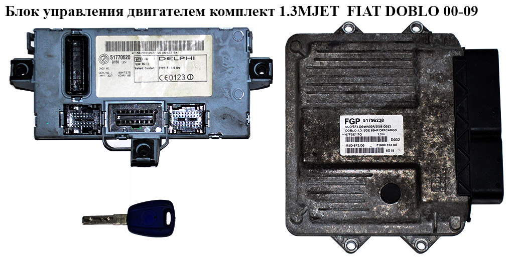 Блок управления двигателем комплект 1.3MJET FIAT DOBLO 00-09 (ФИАТ ДОБЛО) (51796238, MJD6F3.04)