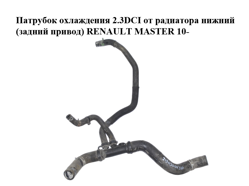 Патрубок охлаждения 2.3DCI от радиатора нижний (задний привод) RENAULT MASTER 10-(РЕНО МАСТЕР) (215030063R)